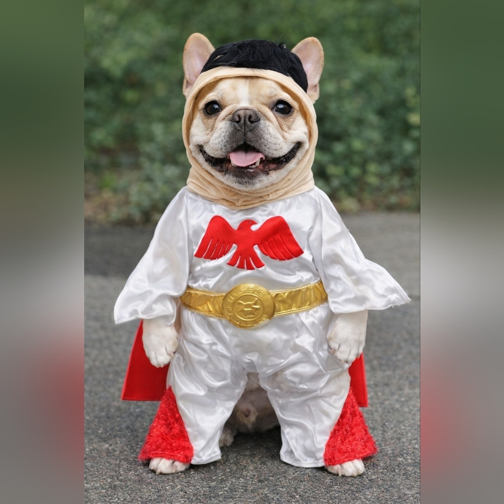 Elvis Dog Costume - White, Red, and Gold